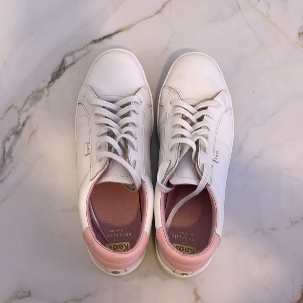 Keds Women's White Sneakers with Pink Interior